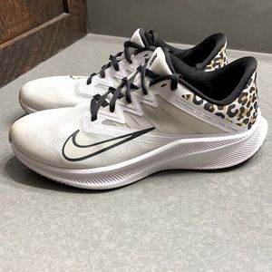 Nike Quest, white, black and leopard tennis shoes